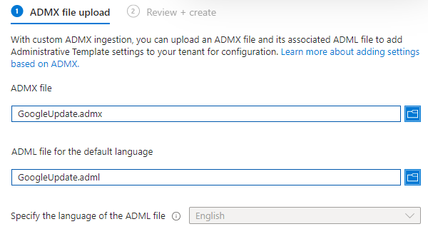 Importing Google Update ADMX and ADML files in Intune
